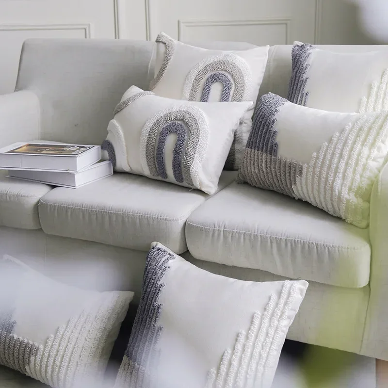 بوهو حلقة سادات رمادي بيج المخدة ديكور المنزل معنقدة ل أريكة سرير كرسي وسادة السيارة يغطي الشمال 45x45/30x50 سنتيمتر #2