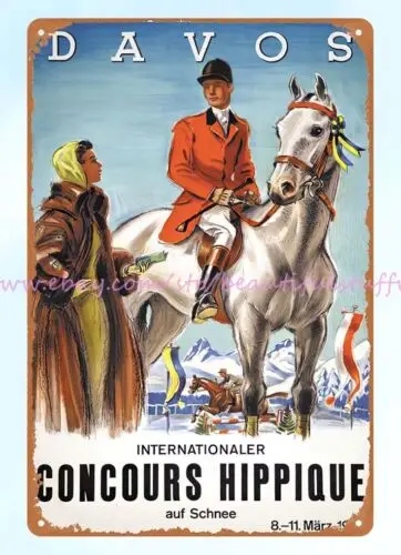 1956 Davos horse show Concours Hippique metal tin sign bedroom wall art