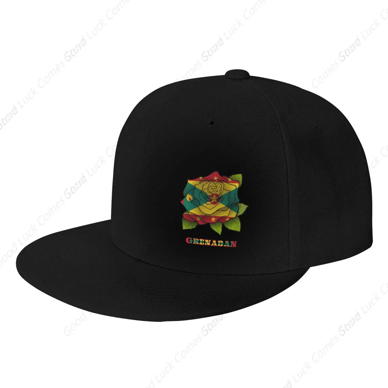 Flowers Grenada Grenadan Flag Snapback Hat for Men Women Flat Bill Brim Hat Adjustable Hip Hop Hat Baseball Cap