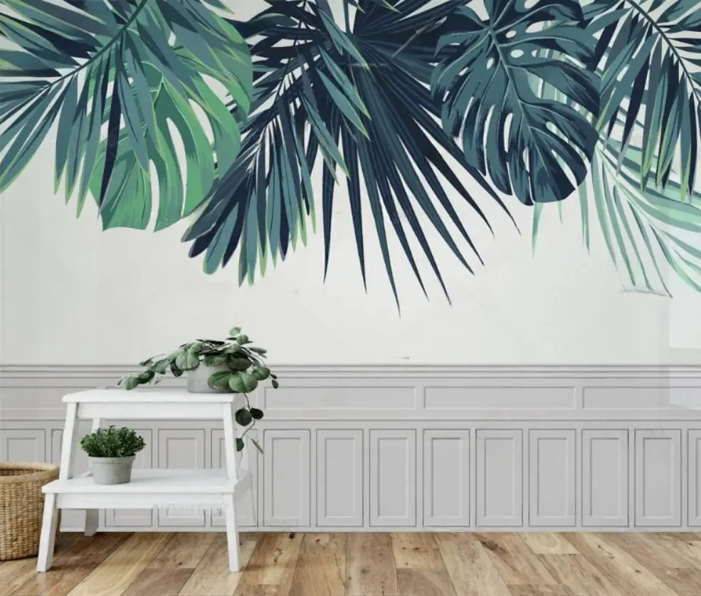 Custom size mural Tropical plant leaf mural banana leaf decorative painting Home decoration living room bedroom 3d wallpaper
