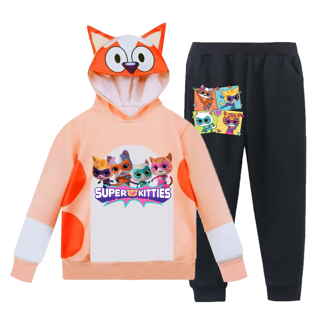 SuperKitties Kids Costume SuperKittie Hoodies+pants Set Toddler Girls Wish Asha Cosplay Super Cats Boys Long Sleeve Sweatshirts