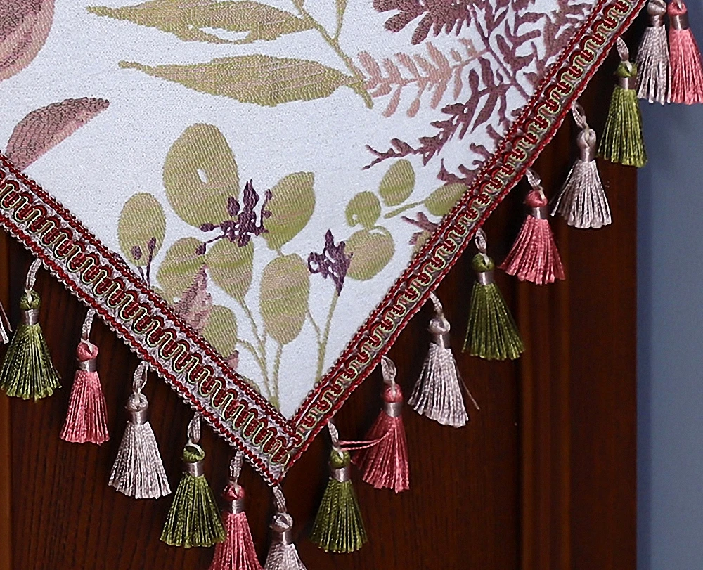 Modern Simple Style Table Runner Pastoral Jacquard Embroidered Tablecloth Table Flag European Luxury Tassel Table Cover Bed Flag