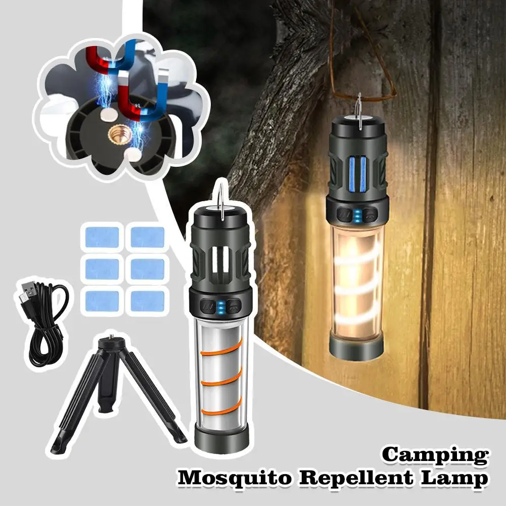 3 In 1 Portable Camping Mosquito Repellent Lamp Triangle Bracket Portable Lighting Lamp USB Charging Light Fishing Hiking Tools