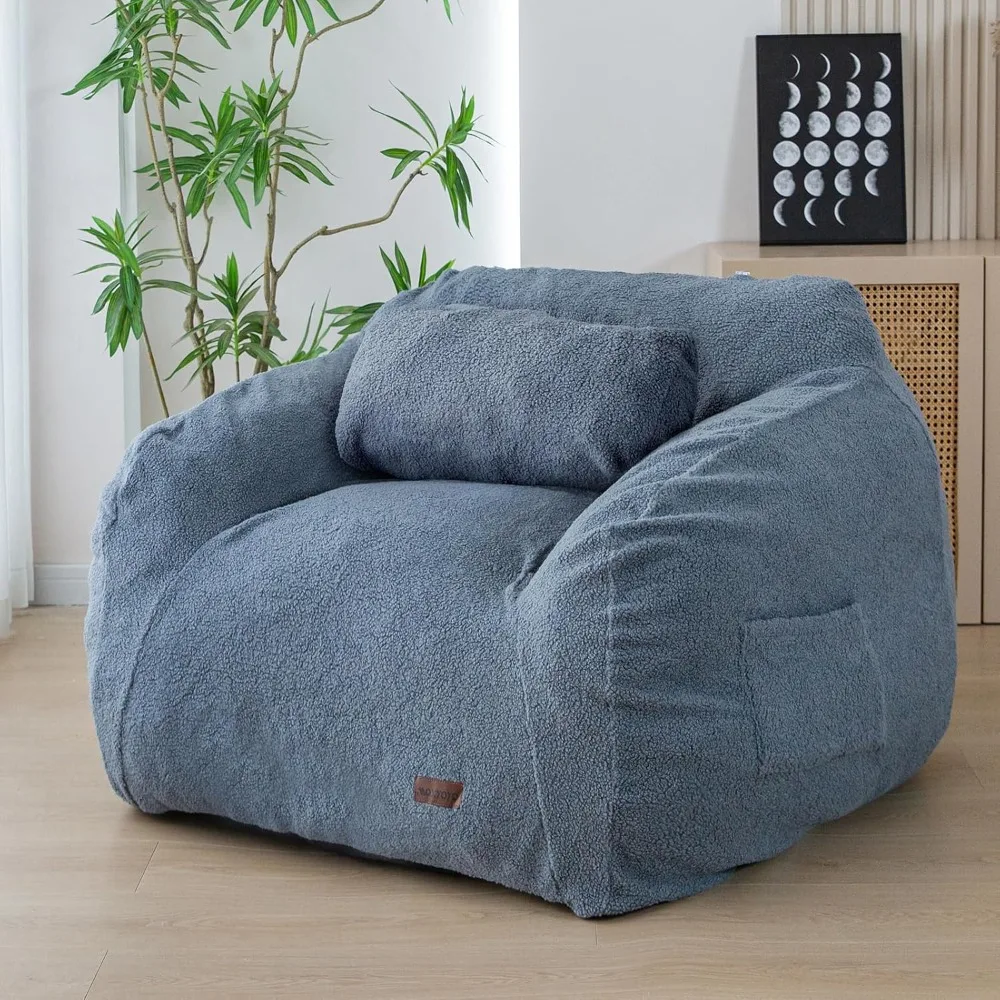 

MAXYOYO Giant Bean Bag Chair with Pillow, Boucle Bean Bag Sofa for Adults,Large Upholstered Bean Bag Couch Lazy Sofa with