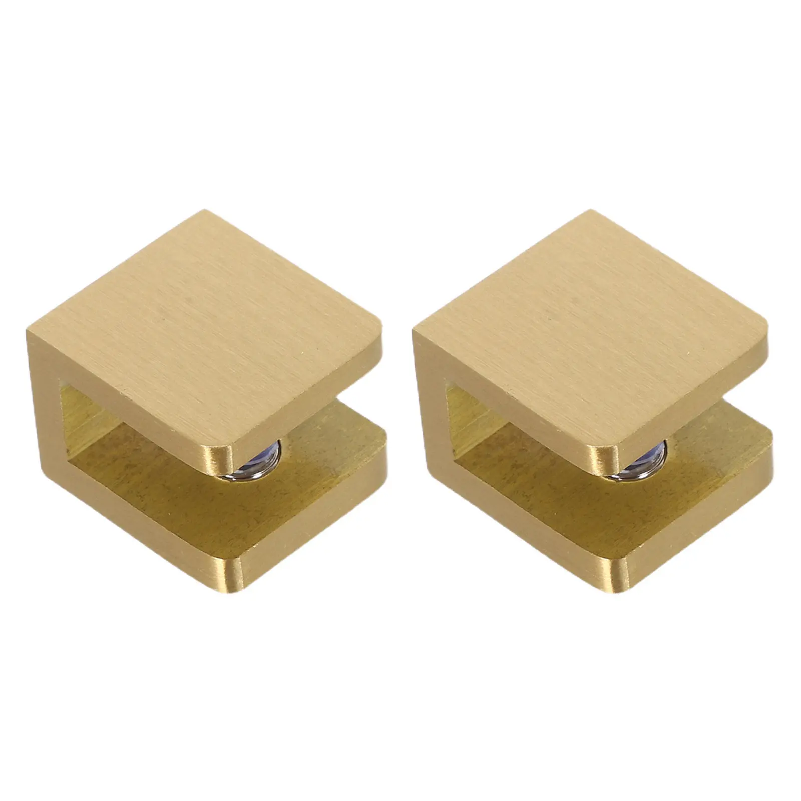 2Pcs Glass Shelf Clamp Brackets Brass Heavy Duty Wall Mount Frameless Glass Panel Support Holder for Home Office Shelving