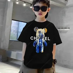 Luxury Brand Cute Bear Print Children T-shirt Cotton Tshirt Summer Graphic Fashion Kids T Shirts Teenager Clothing Free Shipping