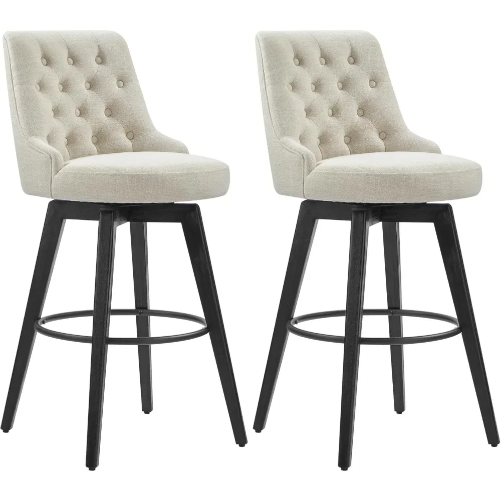 

Watson & Whitely Bar Stools, 360° Swivel Upholstered Bar Stool with Back, 30" H Bar Height Barstools, Set of 2, Performance Fabr