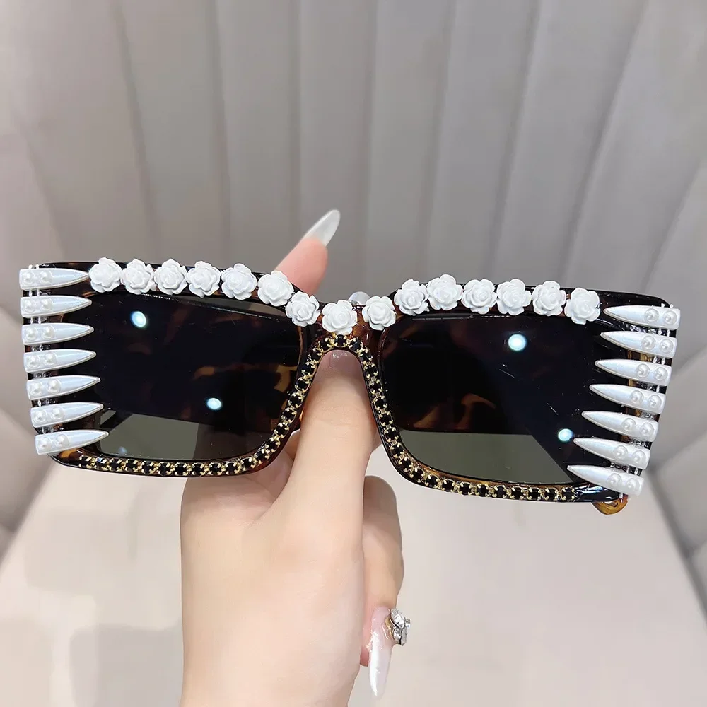 Diamond Retro Square Luxury Sunglasses Women Men 2024 New Y2K Party Eyeglasses Fashion Vintage Hip Hop Punk Sun Glasses UV400