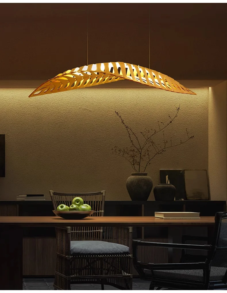 Nordic Wood Fish Bone LED Pendant