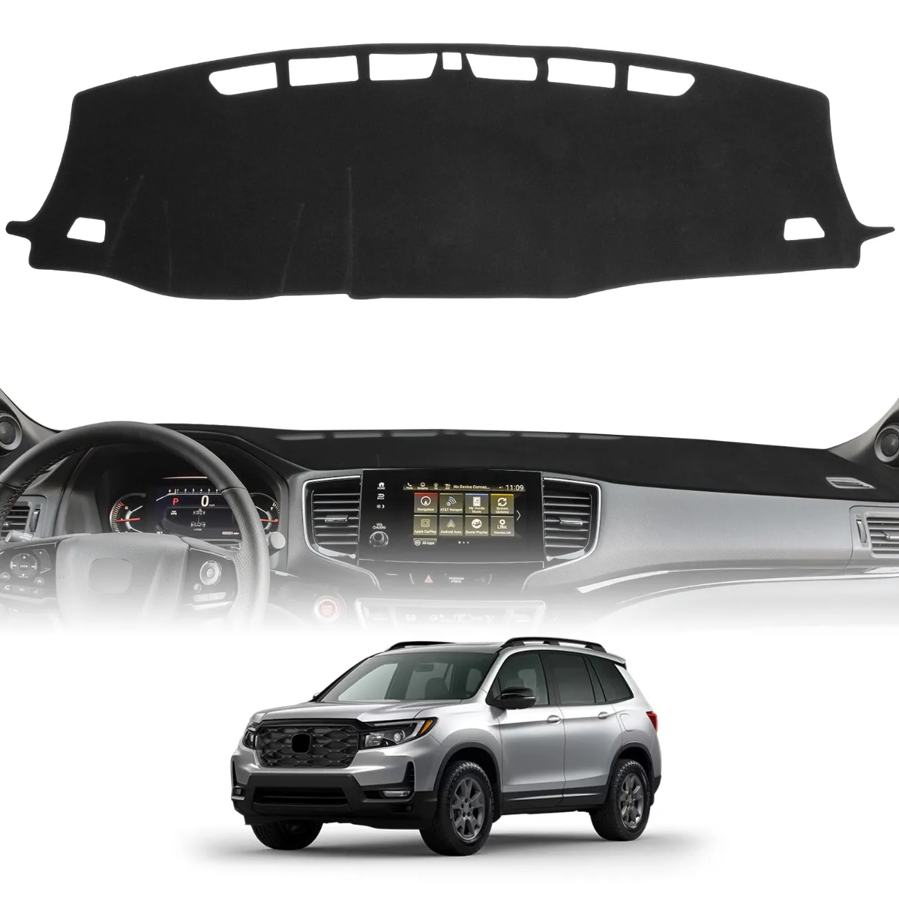 

Коврик-накладка на приборную панель для Ford Ranger, Pilot, Ridgeline, Passport 2019-2022: Аксессуары, защита от солнца и бликов, нескользящий протектор для интерьера