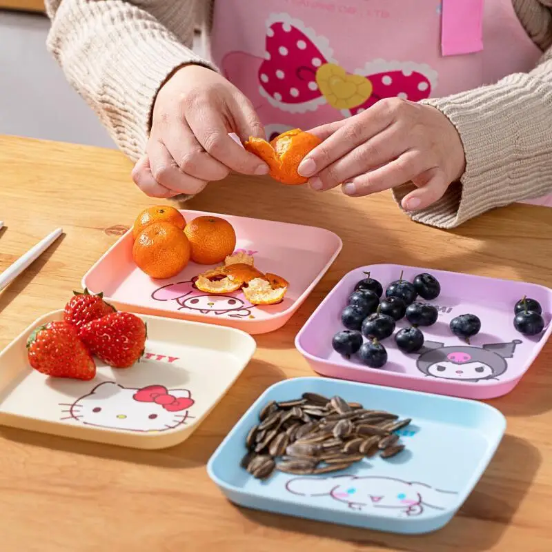 

3 шт. Sanrio мультфильм Hellokitty обеденный стол поднос для мусора Kawaii Cinnamoroll Kuromi Melody бытовой пластиковый поднос для фруктов домашние товары