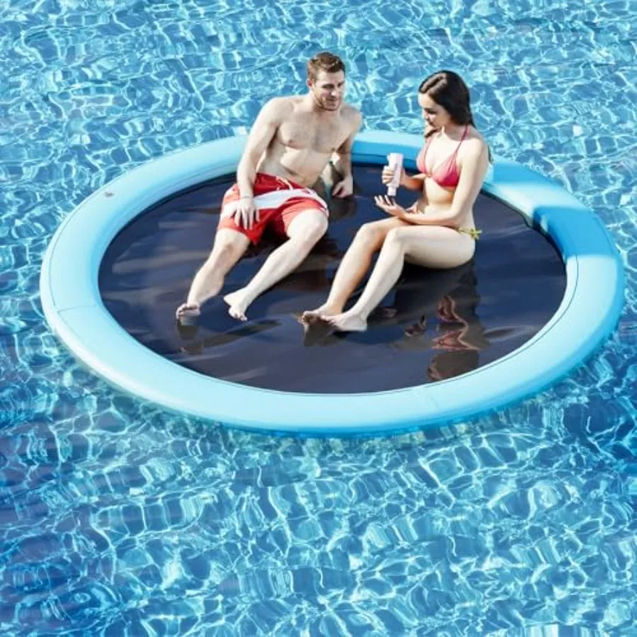

6Ft-12Ft Inflatable Dock Floating Platform, Inflatable Tanning Pool Sunchill Float Ring, Heavy Duty Water Hammock Floats for Ad