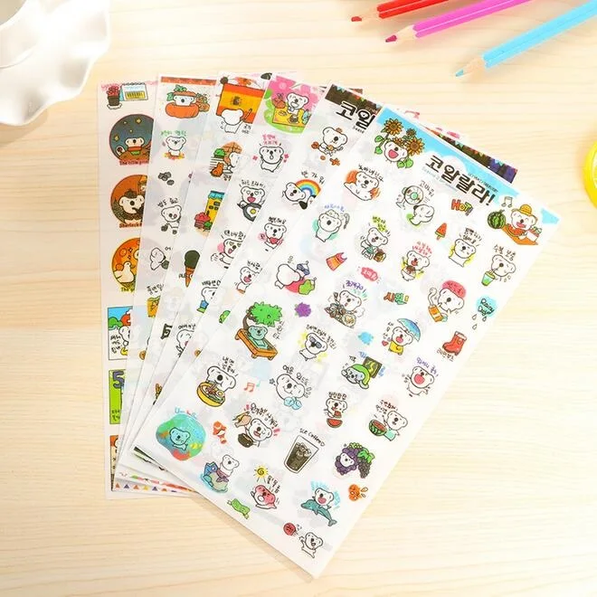 

6pcs/pack Korean white koala fairy tale playing sticker Packaging DIY Diary Accessories Decoration