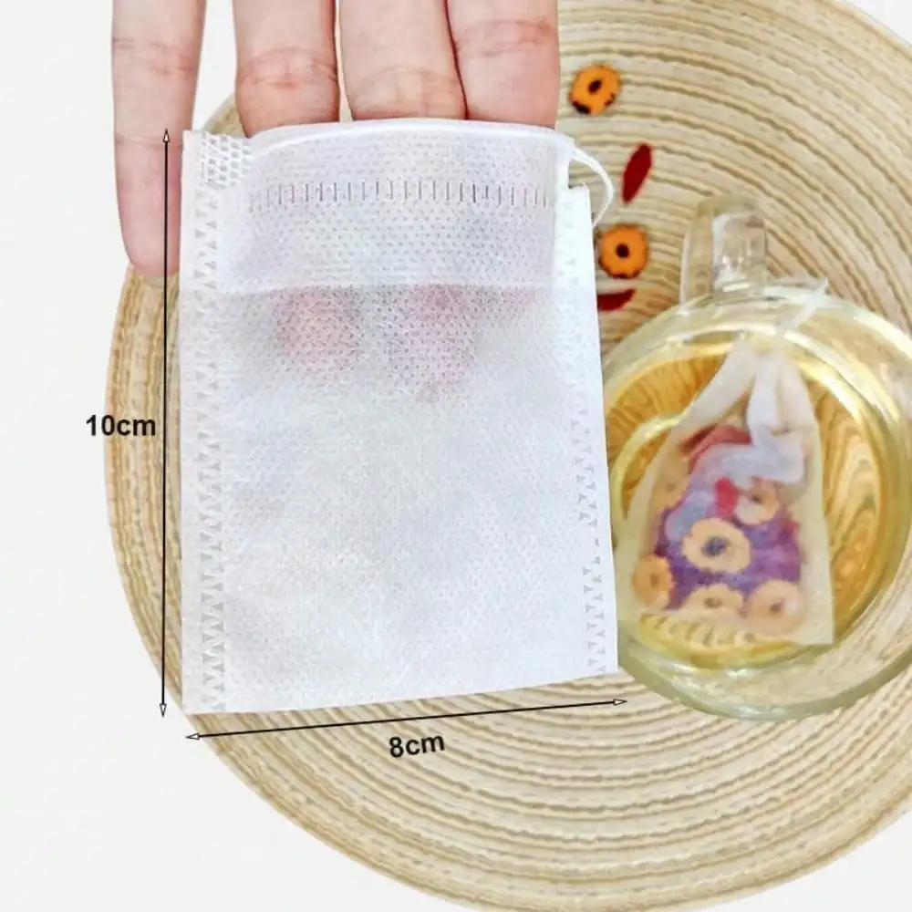 Disposable Non-Woven Tea Bags 100PCS Empty Drawstring Pouches For Loose Leaf Tea Coffee And Spices Brewing