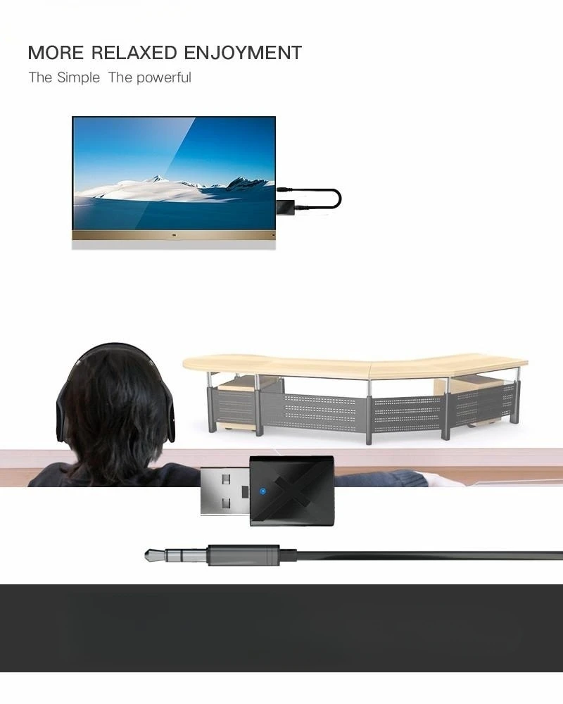 KEBIDU USB لاسلكيّ استقبال مرسلات بلوتوث V5.0 صوت موسيقى ستيريو محول دونغل ل تلفزيون PC سمّاعات بلوتوث سماعة رأس