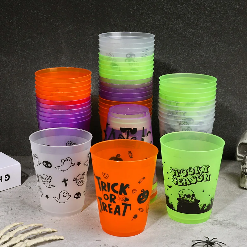 8pcs Cartoon Halloween Ghost Skull Pumpkin Plastic Cup Juice Wine Drinking Trick or Treat for Halloween Theme Party Decoration