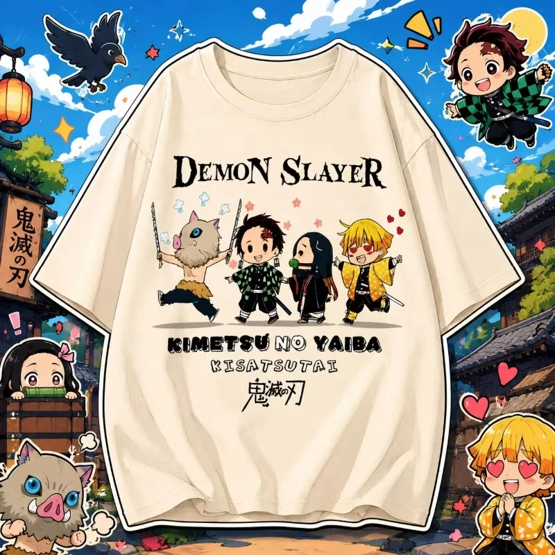 Demon Slayer Kimetsu No Yaiba Oversized T-Shirt Summer Unisex Loose and Breathable Cotton T-shirt Top
