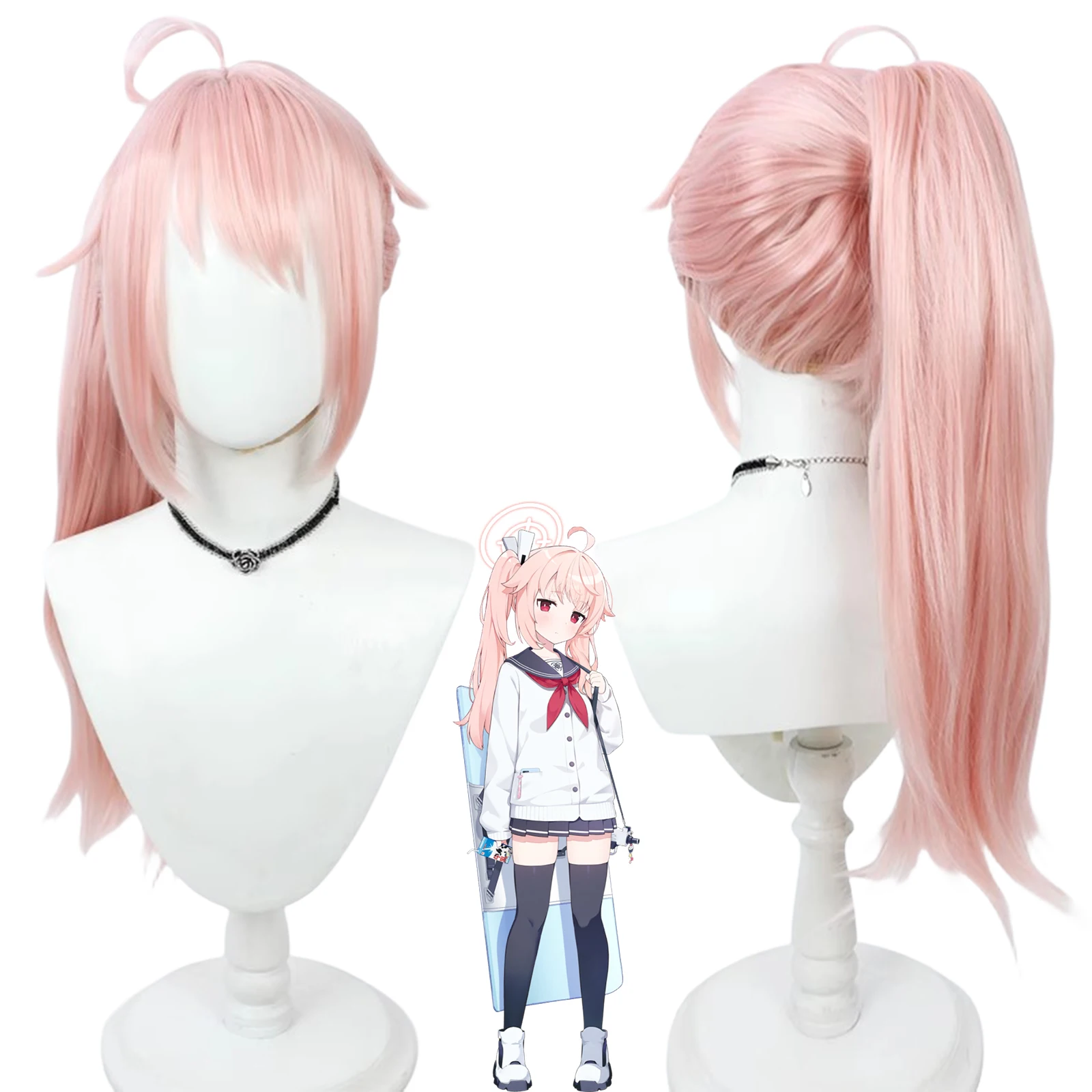 

Game Blue Archive Yutori Natsu Cosplay Wig Long Pink With Ponytail Heat Resistant Synthetic Hair Anime Wigs