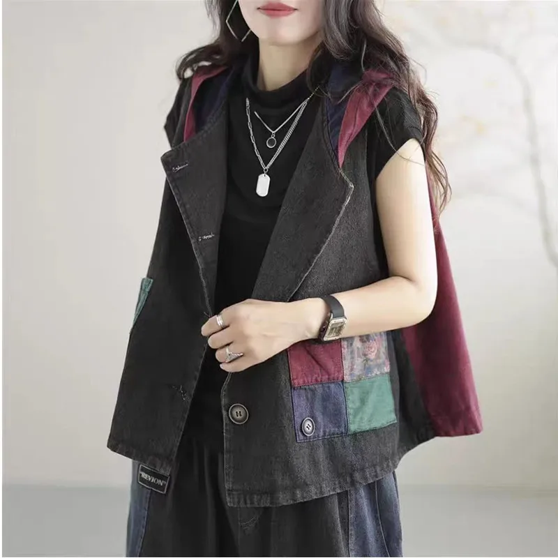 

2026 Fashion Streetwear Autumn Womens Loose Punk Denim Vest Ladies Vintage Oversized Coats Leisure Summer Sleeveless Clothes