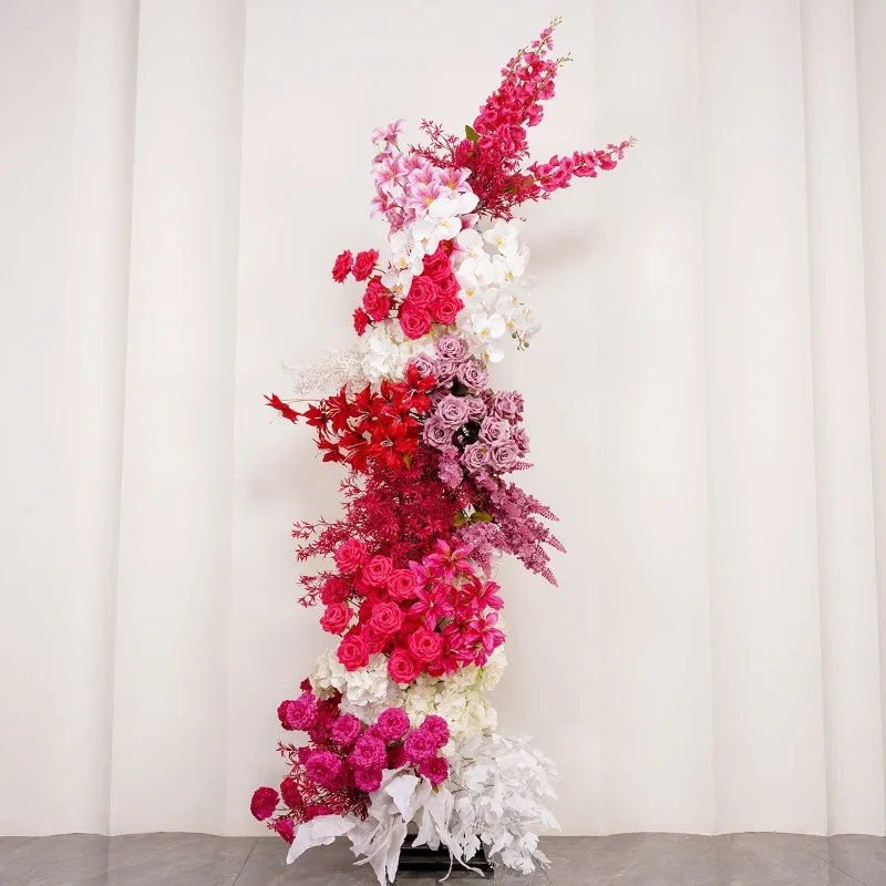 New horn arch row flower wedding, background stage arrangement flower row window door decoration, ornament
