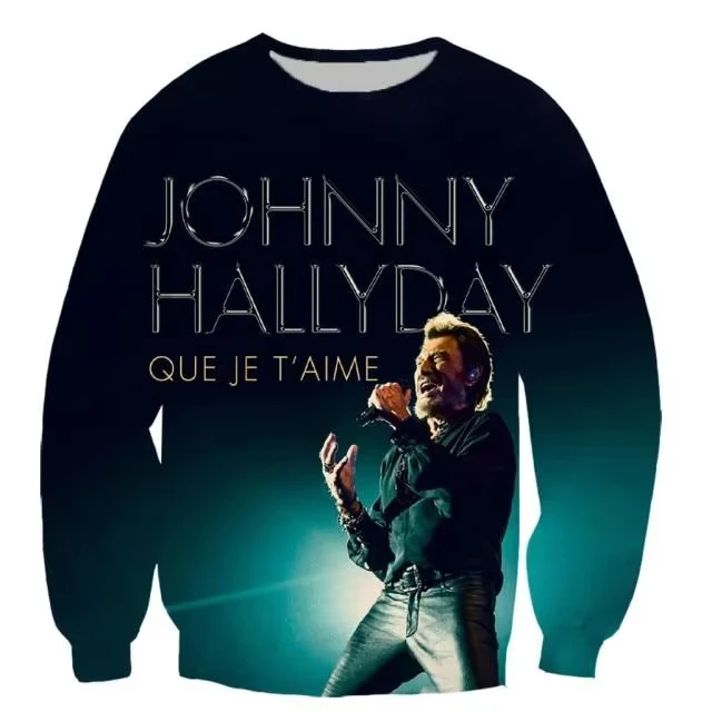 New Rock Singer Johnny Hallyday Tour 3d Print T-shirt Men Women Fashion Long Sleeve Hip Hop Oversized T-shirts Kids Tops Tees
