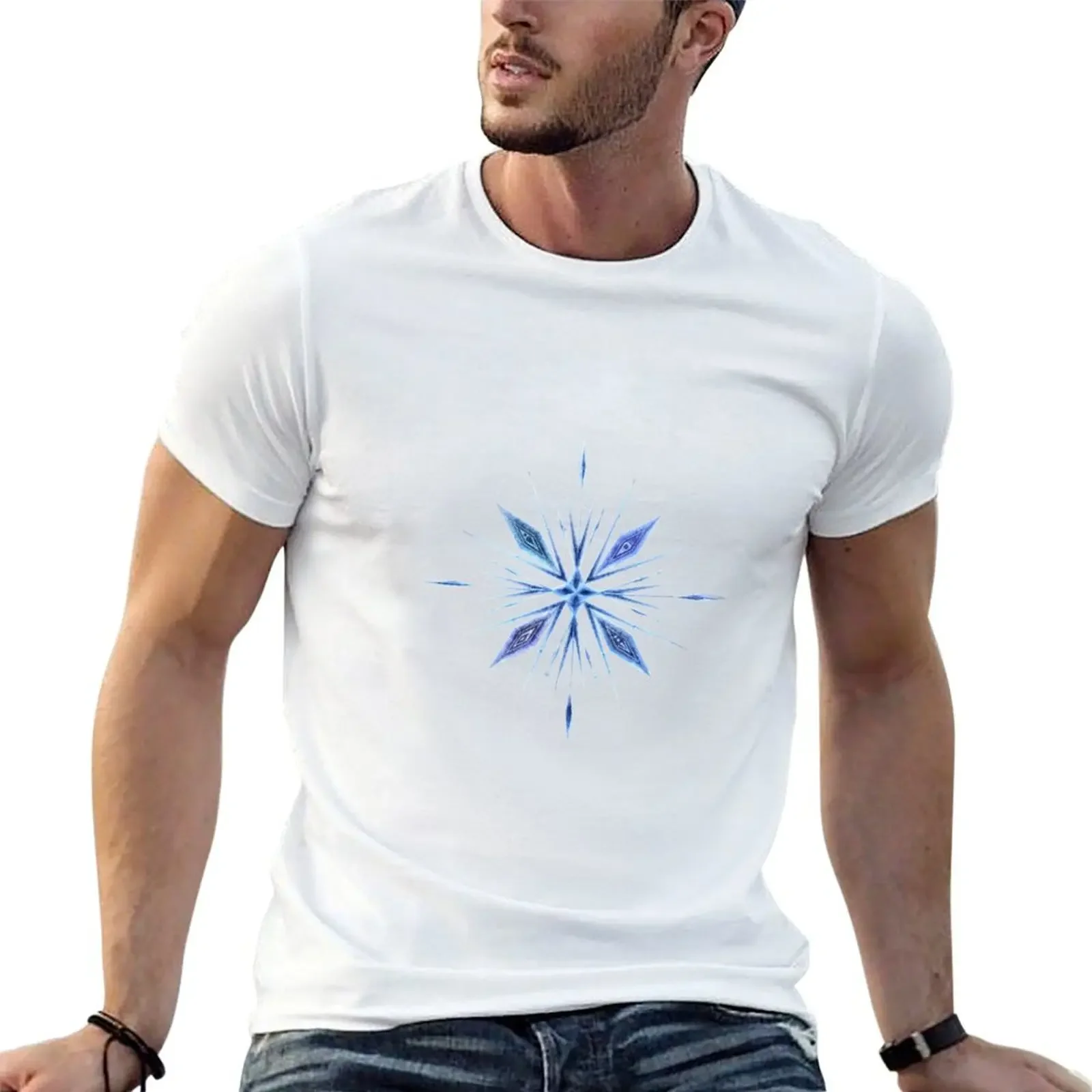 Frozen snowflake T-Shirt customs blue archive oversized T-shirts for men cotton