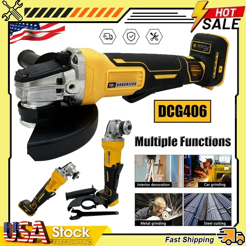 

Аккумуляторная угловая шлифовальная машина (УШМ) DeWalt DCG406, 125 мм, бесщеточная, 9000 об/мин, 20В, для резки и полировки