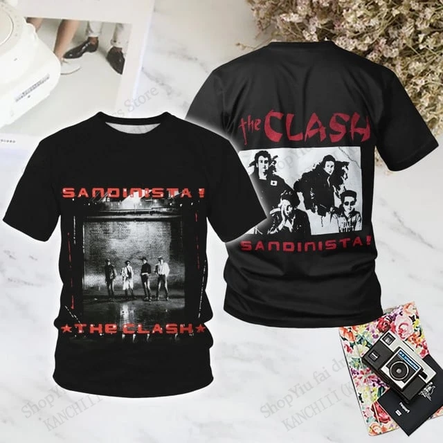 

Винтажная футболка с 3D принтом рок-группы The Clash, мужская и женская модная футболка с коротким рукавом, детские топы, футболки Tour 2025, футболка большого размера, новинка