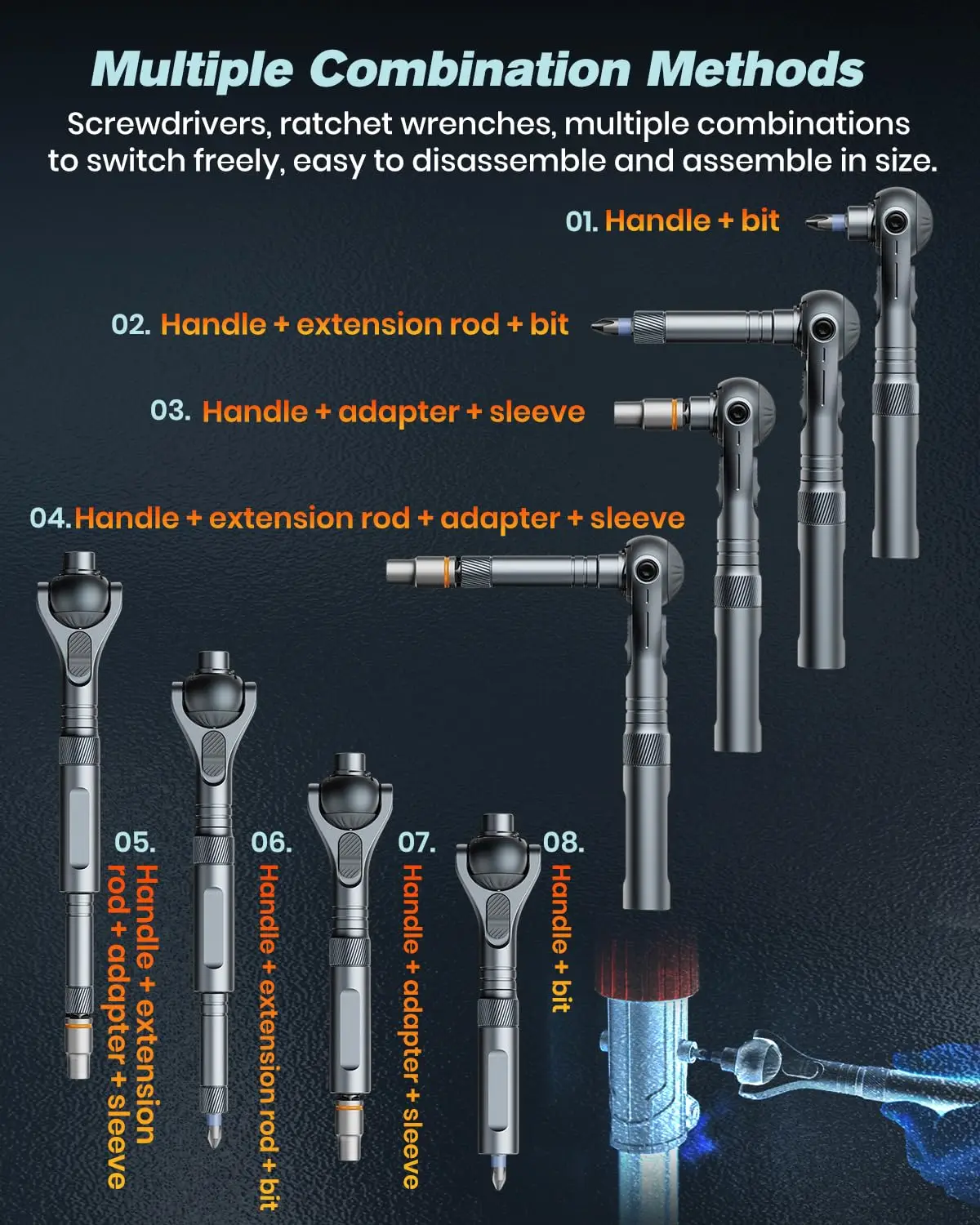 مجموعة مفكات مغناطيسية 40 في 1 مجموعة أدوات مفك براغي بسقاطة مع 180 °   مقبض كروي مشترك لكاميرا ساعة هاتف الكمبيوتر