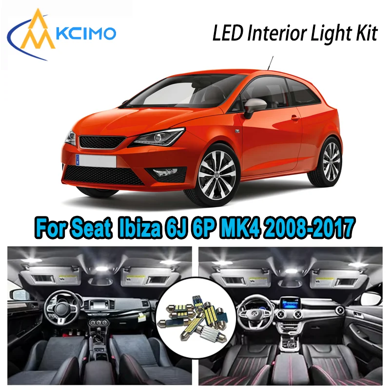 High-Quality LED Interior Kit for Seat Ibiza 6J 6P MK4 2008-2017 2010 2015 Premium Error-Free Dome Map Trunk Automotive Lamps