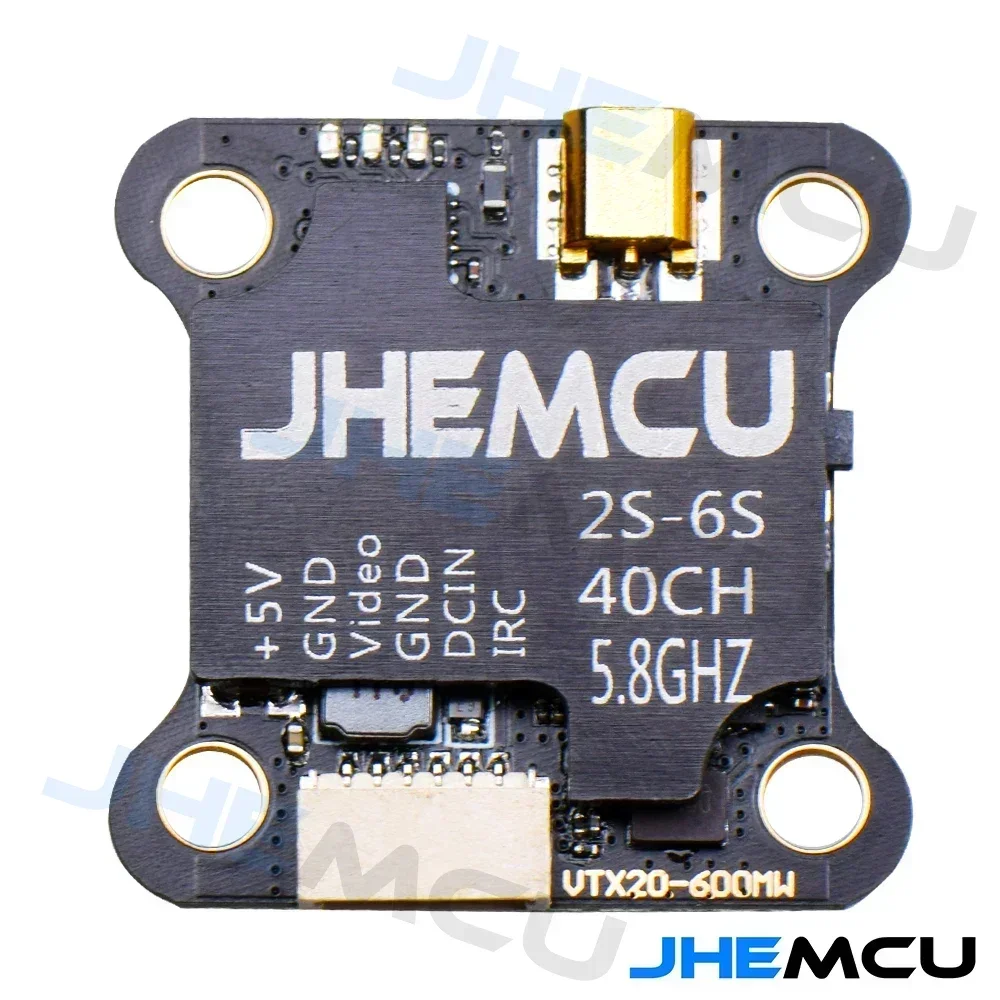 

JHEMCU VTX20-600 5.8GHz 40CH Video Transmitter - Adjustable 25mW 100mW 200mW 400mW 600mW Output 7-26V Input for FPV Racing Drone