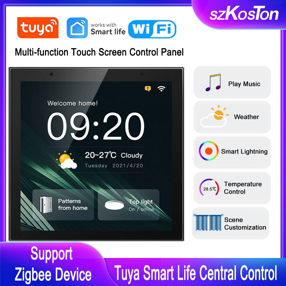 

Tuya Smart Home Multi-functional Touch Screen Control Panel Smart Scenes Central Remote Control ZigBee Gateway Hub Residencial