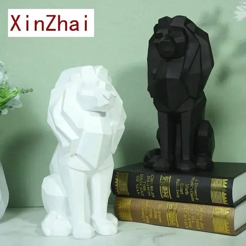 

Resin Morden Geometry Lion Figurines Europe Art Animal Statue for Interior Home Living Roon Office Desktop Decoration