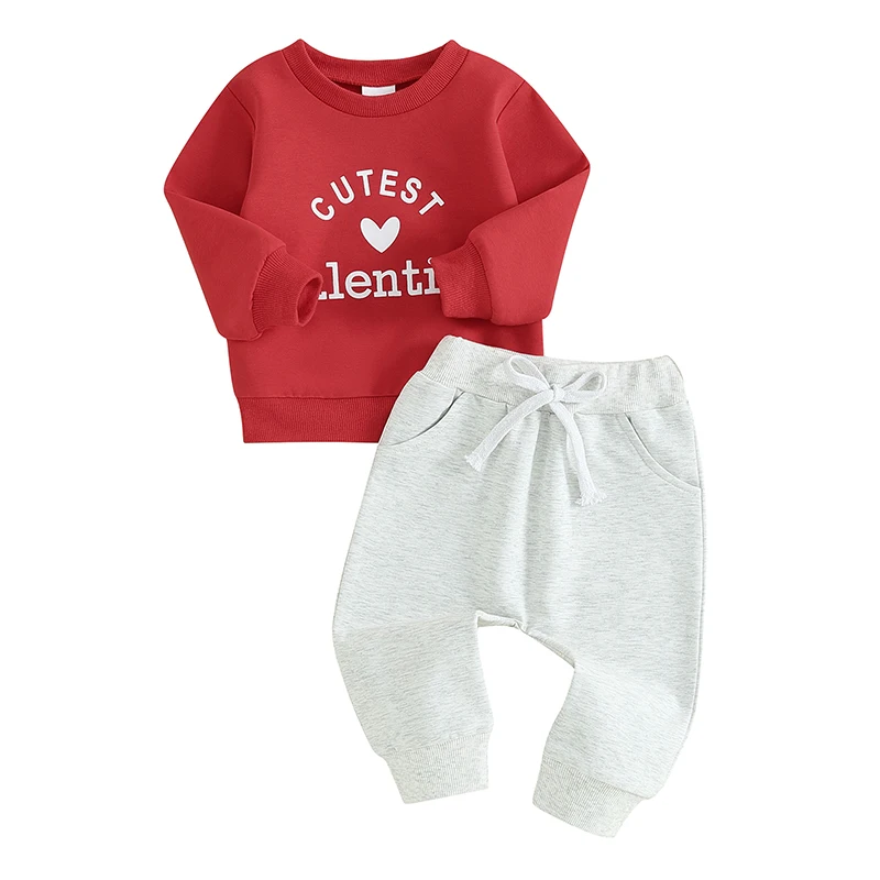 Kids Baby Girls Valentine s Day Outfit Long Sleeve Letters Print Sweatshirt Top Bell Bottoms Pants Set