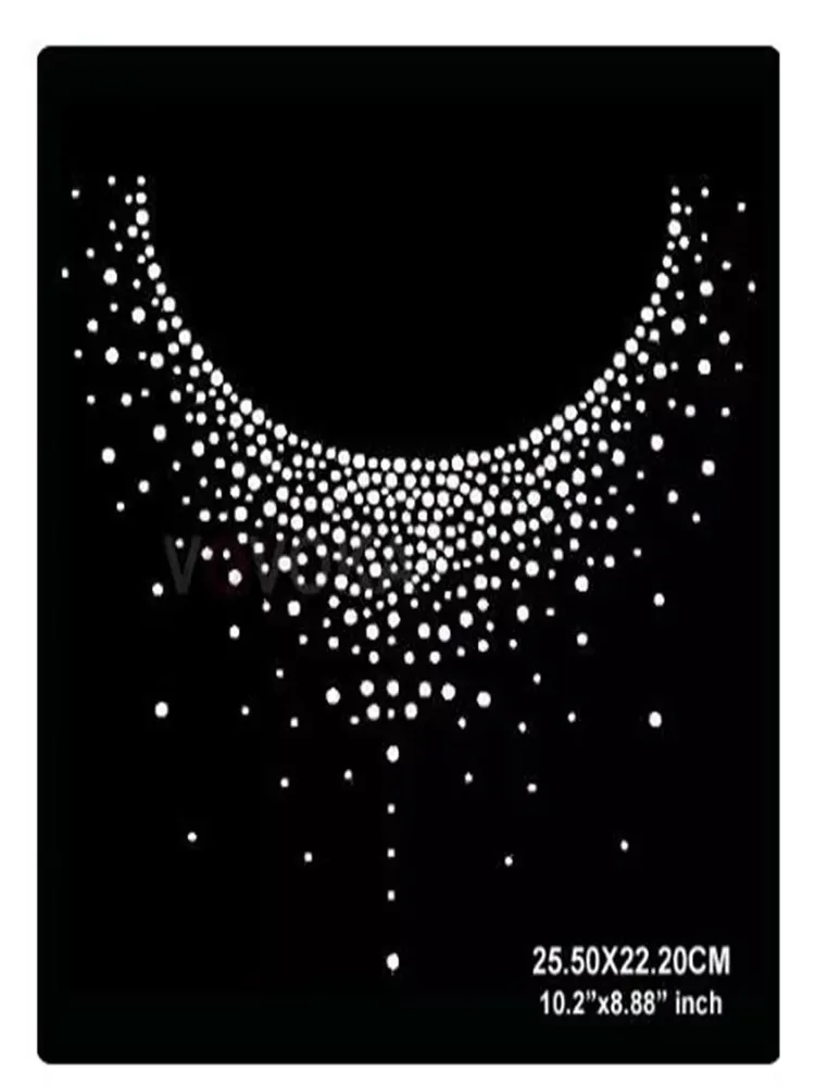 5 adet/grup (boyut: 22.5x25.5cm) yuvarlak yaka düzeltme Rhinestones isı transferi tasarım demir Motif yamalar DIY Motif ( SS-2085)