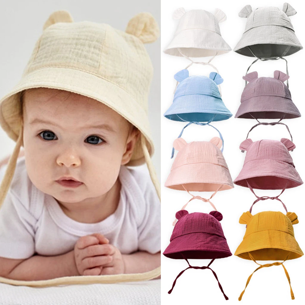 

Cute Solid Color Baby Bucket Hat Summer Autumn Breathable Sunshade Kids Sun Hat Outdoor Travel UV Protection Children Panama Cap