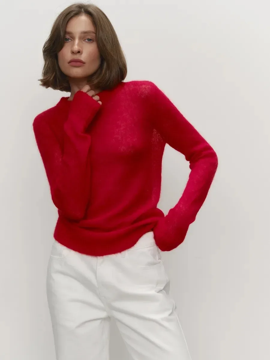 BLuWin Summer New O-neck Elegant Slim Fit Sweater Women's Jumpers Casual Chic Thin Long Sleeved Fashion Lady Loose Pullovers