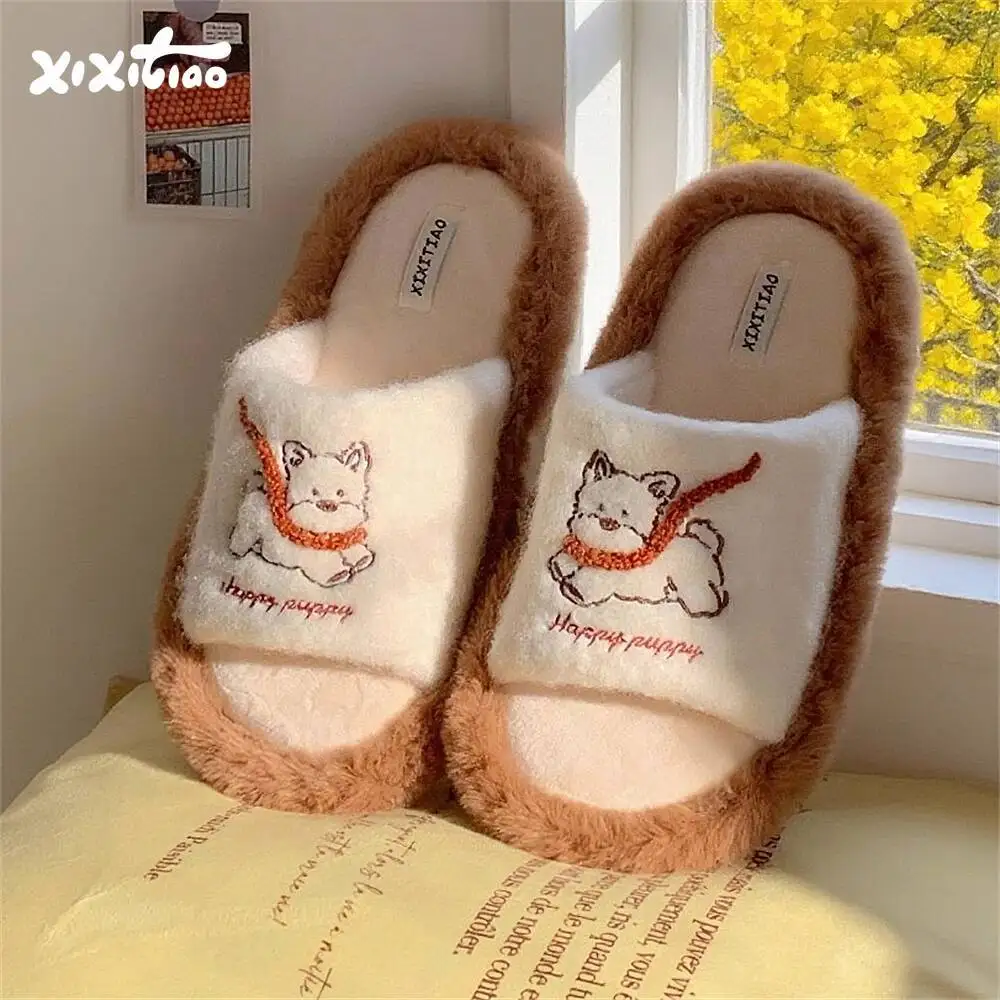 

2025 New Design Home Slippers For Women Autumn Winter Warm Furry Anti Slip Bedroom Indoor Household Cotton Slippers
