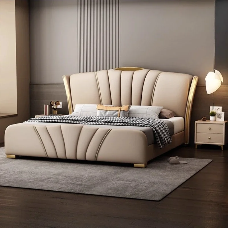 

150x200cm 180x200cm 200x220cm Light Luxury Leather Wedding Double Bed 2 People Double Beds Queen Size Frame Bedroom Furniture