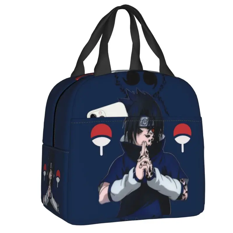Aangepaste Uchiha Sasuke lunchtas dames koeler warme geïsoleerde lunchbox voor kinderen school