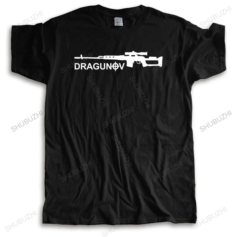 хлопковая футболка мужская брендовая футболка Dragunov One Shot One Kill Russian Sniper Rifle футболка в черной мужской футболке мужская летняя футболка