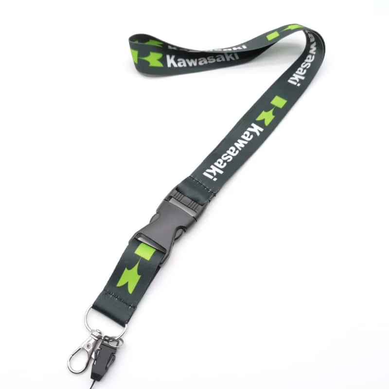 2025 جديد كاواساكي دراجة نارية المفاتيح الرقبة ارتداء بطاقة الهوية تمرير الحبل الأسود النايلون طويل كيرينغ الشريط مفتاح العلامة الزينة