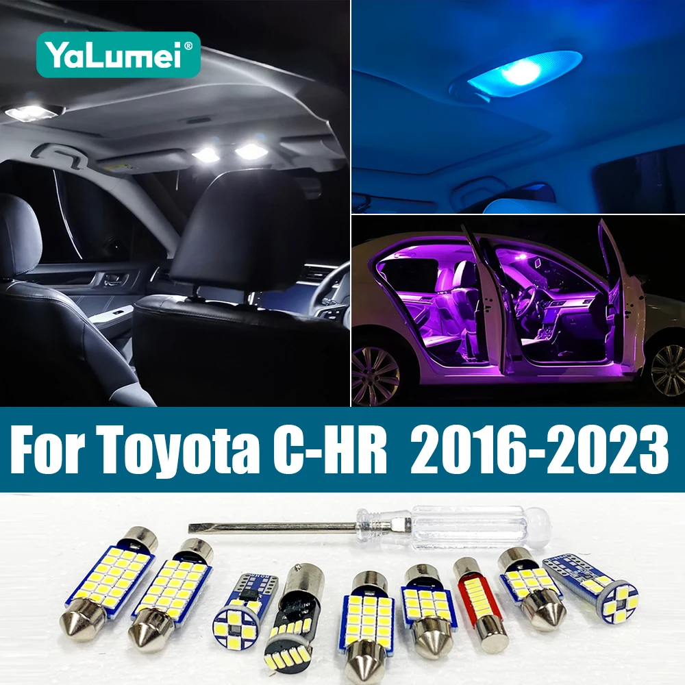 

Для Toyota C-HR CHR 2016-2023: Комплект из 11 светодиодных ламп для салона и подсветки номерного знака, аксессуары