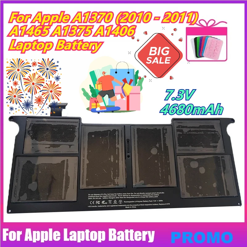 

NEW 7.3V 4680mAh Suitable for Apple A1370 (2010 - 2011) A1465 A1375 A1406 Laptop Battery