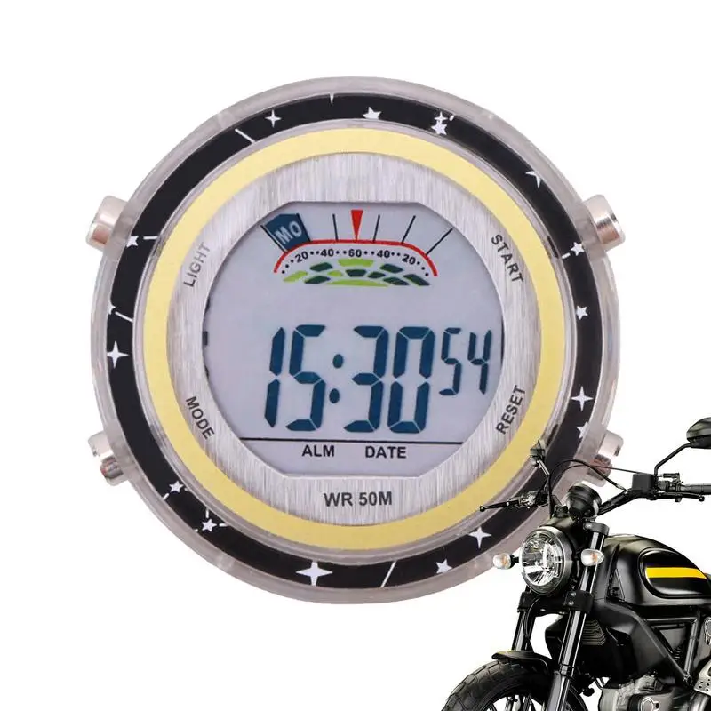 

Motorcycle Handlebar Clock Waterproof Handlebar Clock with Glowing Dial Mini Motorcycle Clocks Stick-On Motorbike Mount Watch