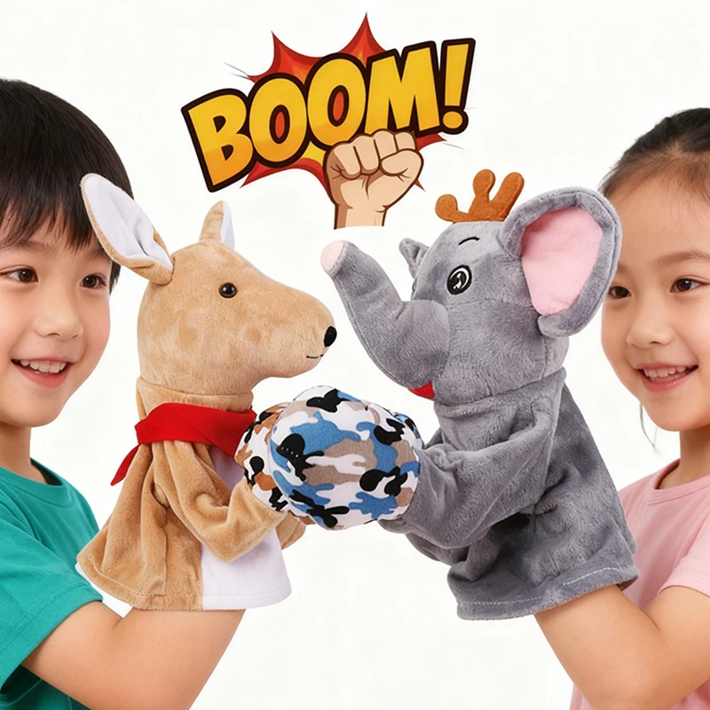 Cute Animal Elephant Dinosaur Monkey Boxing Doll Plush Toy Novelty Can Sound Plush Toy Boxing Performance Dolls Funny Gadgets