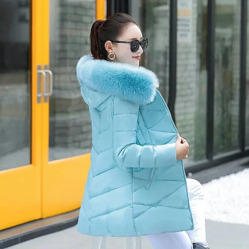 2022 New Women Hot Sale Hooded Zip Down Padded Jacket Women Winter Warm Thick Cotton Coat Korean Loose  Plus Size 4XL Long Parka