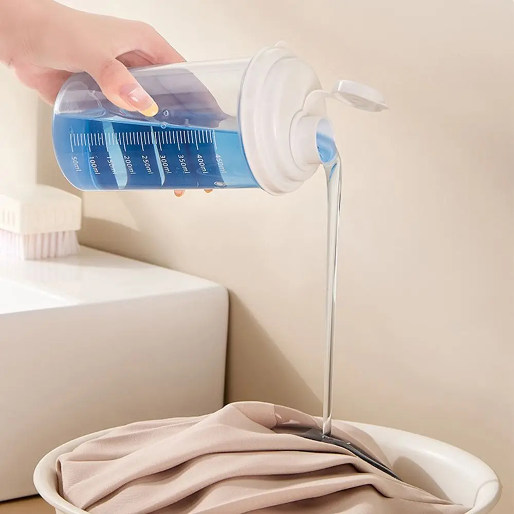 Botella dispensadora de detergente para ropa transparente, tanque de detergente en polvo multiusos sellado con taza medidora