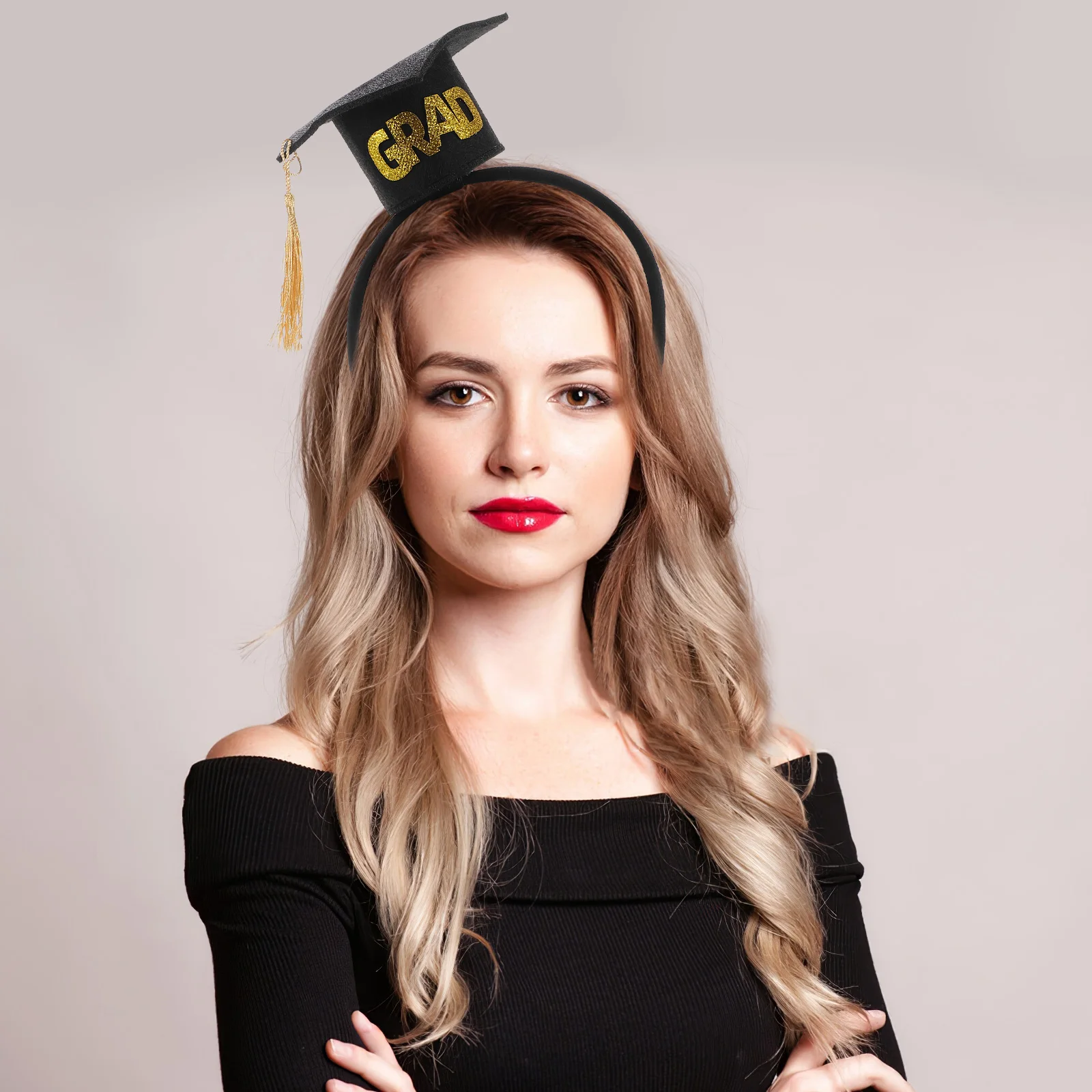 Cerimônia de formatura bandana borla elegante argola de cabelo para penteados longos e curtos não tecido festa de formatura evento de casamento