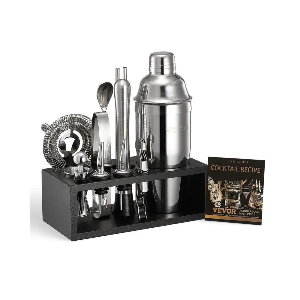 

Stainless Steel 13 Piece Cocktail Shaker Set Bartender Tools Kit Barware Accessories Silver